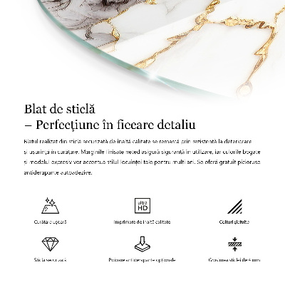 Okrúhla doska stola Elegantná jednofarebná čierna