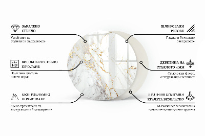 Okrúhla doska stola Mramor s jemnými žilami