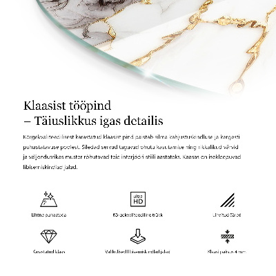 Okrúhla doska stola Mramor s jemnými žilami