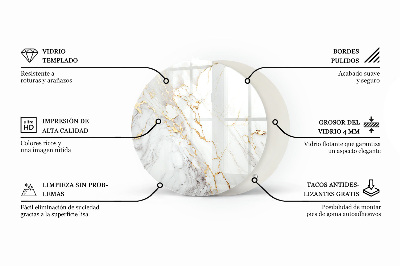 Okrúhla doska stola Mramor s jemnými žilami