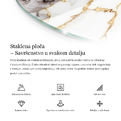 Okrúhla doska stola Mramor s jemnými žilami