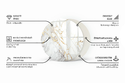 Okrúhla doska stola Mramor s jemnými žilami