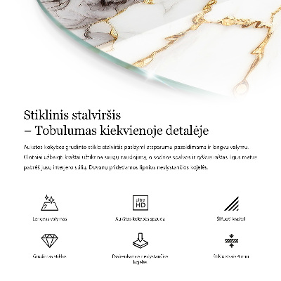 Okrúhla doska stola Mramor s jemnými žilami