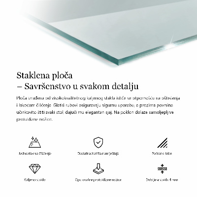 Doska stola obdĺžniková priehľadná