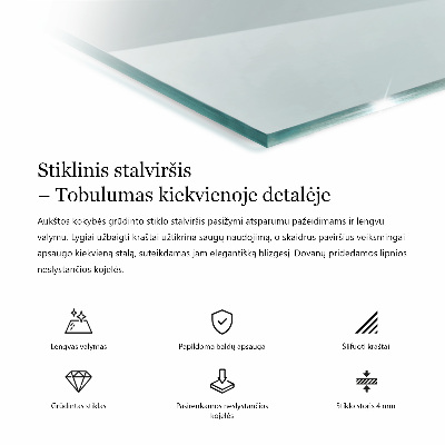Doska stola obdĺžniková priehľadná