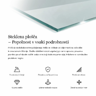 Doska stola obdĺžniková priehľadná