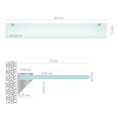 Sklenená polička Polopriesvitná
