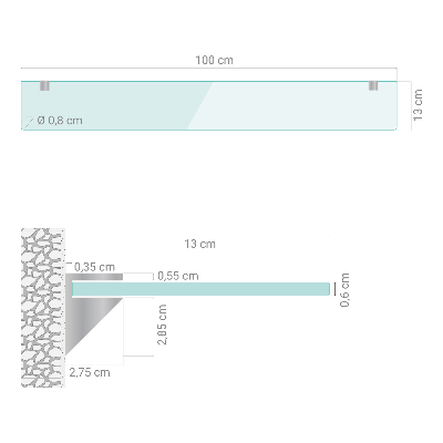 Sklenená polička Polopriesvitná