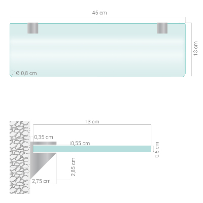 Sklenená polička Polopriesvitná