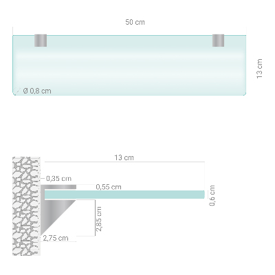 Sklenená polička Polopriesvitná