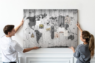 Korková tabuľa Mapa sveta na dreve
