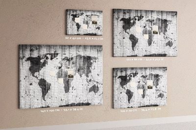 Korková tabuľa Mapa sveta na dreve