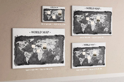 Korková tabuľa Retro tmavá mapa