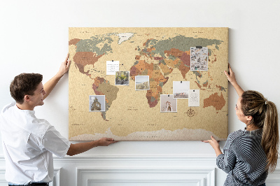 Korková tabuľa Mapa vintage sveta