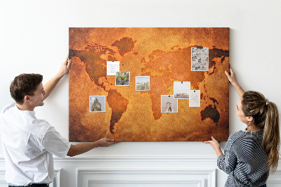 Korková tabuľa Veľká mapa sveta