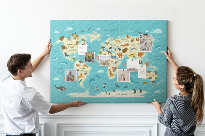 Korková tabuľa Mapa živočíšneho sveta