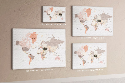 Korková tabuľa Podrobná mapa sveta