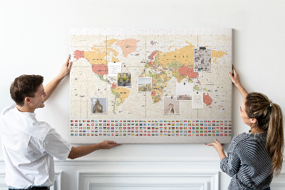 Nástenka korková Projekt svetovej mapy