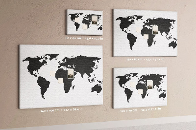 Nástenka korková Čierna mapa sveta