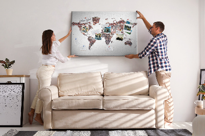 Nástenka korková Tehlová mapa sveta