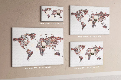 Nástenka korková Tehlová mapa sveta