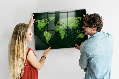 Detská magnetická tabuľa Trávnatá mapa sveta