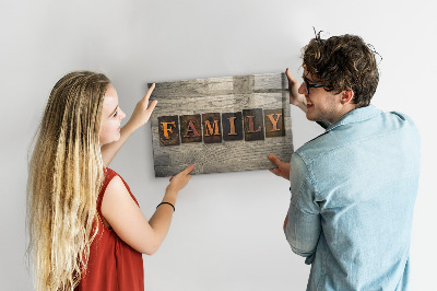 Magnetická tabuľa do kuchyne Rodinný nápis