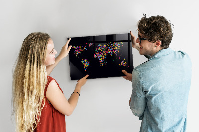 Detská magnetická tabuľa Mapa sveta s bodkami