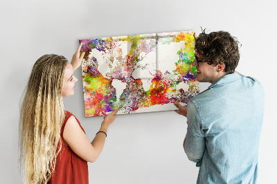 Detská magnetická tabuľa Akvarelová mapa sveta