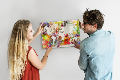 Detská magnetická tabuľa Akvarelová mapa sveta