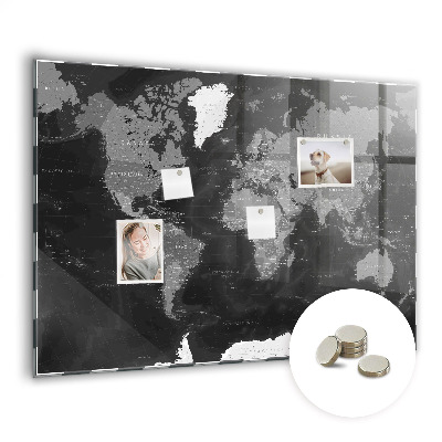 Detská magnetická tabuľa Čierna mapa sveta