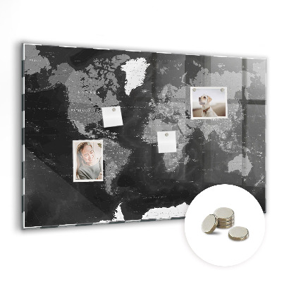 Detská magnetická tabuľa Čierna mapa sveta