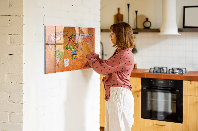 Detská magnetická tabuľa Mapa sveta s vlajkami