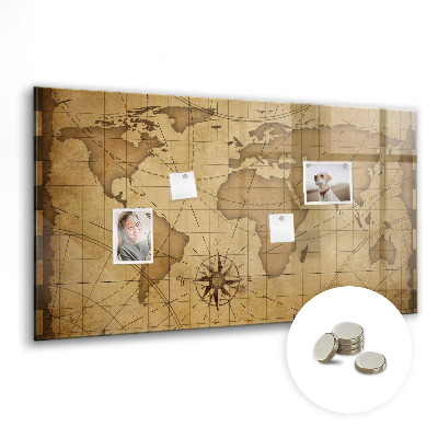 Detská magnetická tabuľa Vintage mapa sveta