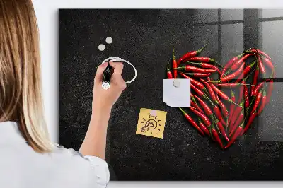 Magnetická popisovateľná tabuľa v tvare srdca z papričiek