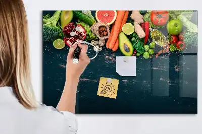 Magnetická popisovateľná tabuľa so vzorom zeleniny na stole