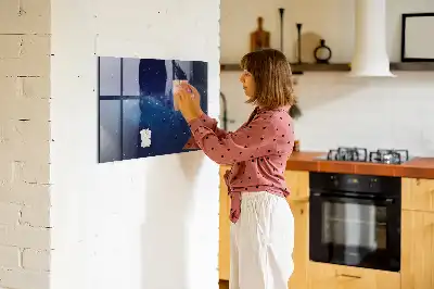 Magnetická popisovacia tabuľa tmavá obloha a hviezdy