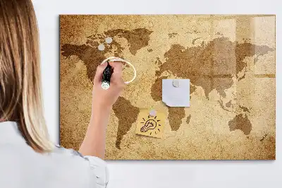 Magnetická popisovacia tabuľa s motívom vintage mapy sveta