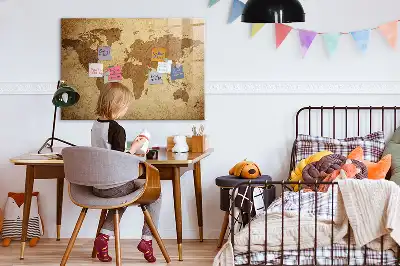 Magnetická popisovacia tabuľa s motívom vintage mapy sveta