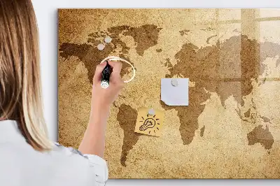 Magnetická popisovacia tabuľa s motívom vintage mapy sveta