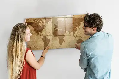 Magnetická popisovacia tabuľa s motívom vintage mapy sveta
