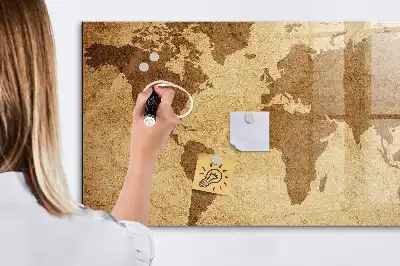 Magnetická popisovacia tabuľa s motívom vintage mapy sveta