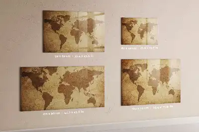Magnetická popisovacia tabuľa s motívom vintage mapy sveta