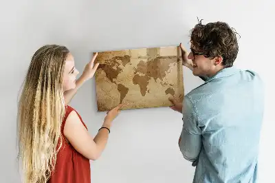 Magnetická popisovacia tabuľa s motívom vintage mapy sveta
