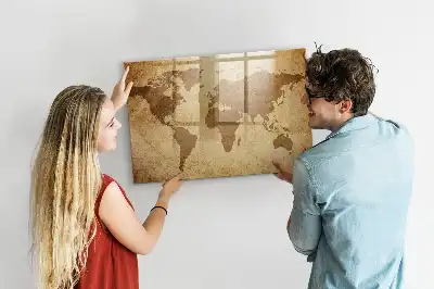 Magnetická popisovacia tabuľa s motívom vintage mapy sveta