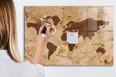 Magnetická popisovateľná tabuľa s motívom vintage mapy sveta