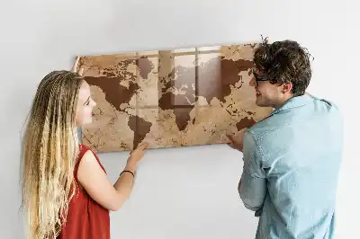 Magnetická popisovateľná tabuľa s motívom vintage mapy sveta