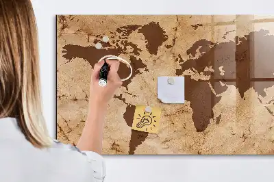 Magnetická popisovateľná tabuľa s motívom vintage mapy sveta