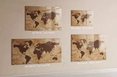 Magnetická popisovateľná tabuľa s motívom vintage mapy sveta