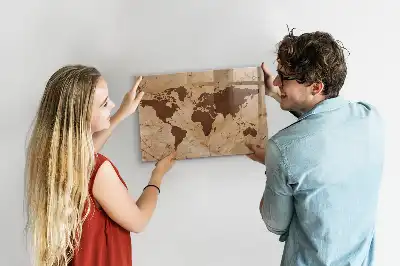 Magnetická popisovateľná tabuľa s motívom vintage mapy sveta